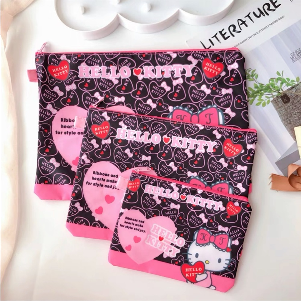 Hello Kitty 3 PCs set clutch bag cosmetic bag new